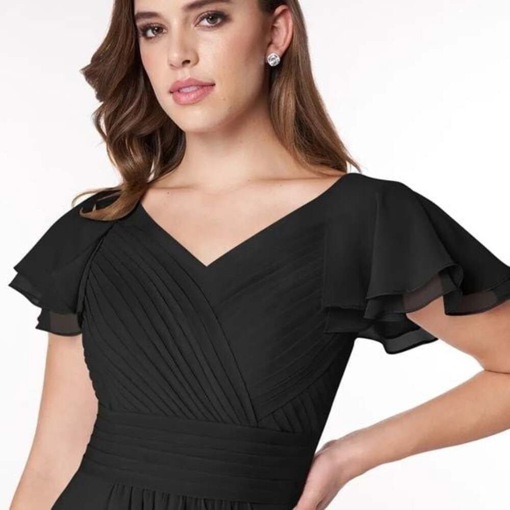 Azazie Hadley Black Wedding‎ Guest Cocktail Dress A14 - Picture 5 of 6